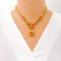 Captivating Iridescent Floral 22k Gold Polki Necklace Set