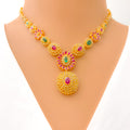 Captivating Iridescent Floral 22k Gold Polki Necklace Set