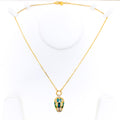 Tasteful Hexagonal 21k Gold CZ Necklace 