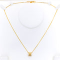 Brilliant Striped 21k Gold CZ Necklace 