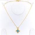 Reflective Eclectic 21k Gold Floral Necklace 