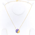 Asymmetrical Curved 21k Gold Flower Necklace 