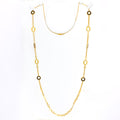 Bold Geometric Halo 21k Gold Long Necklace 