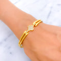 elegant-sparkling-22k-gold-clover-cz-bangle-bracelet