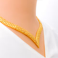 elegant-cutwork-22k-gold-v-shaped-necklace-set