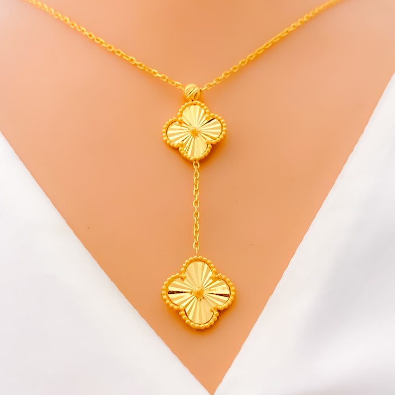 dual-clover-drop-22k-gold-necklace