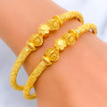 Unique Striped Flower 22k Gold Pipe Bangles