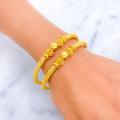 Unique Striped Flower 22k Gold Pipe Bangles