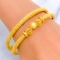 Unique Striped Flower 22k Gold Pipe Bangles