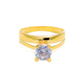 Dual Band 22k Gold CZ Ring w/ Solitaire