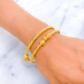 Impeccable Striped 22k Gold Pipe Bangles