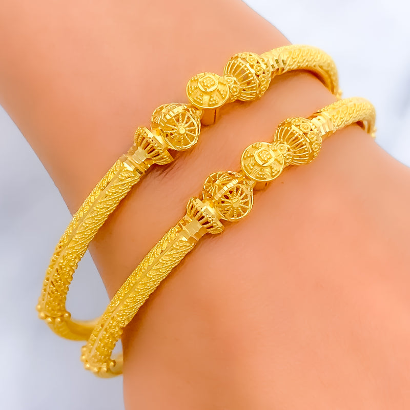 Classic Festive 22k Gold Pipe Bangles