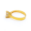 Elevated Slender 22k Gold CZ Ring w/ Solitaire
