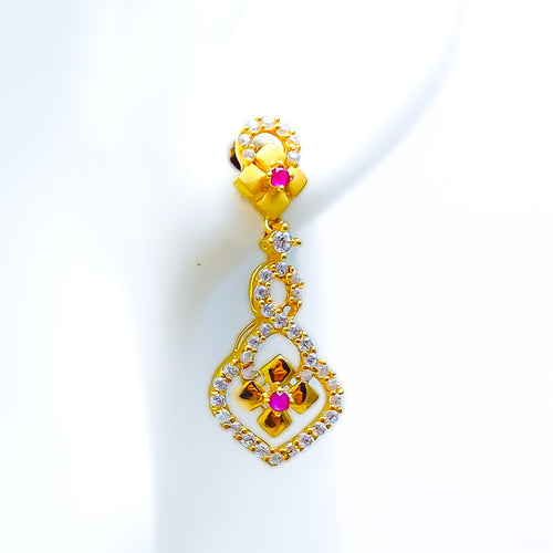 refined-attractive-22k-gold-cz-hanging-earrings