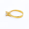 Sparkling Sleek 22k Gold CZ Ring w/ Solitaire