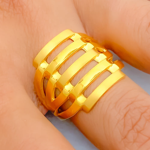 Decadent Draped 22k Gold Block Ring