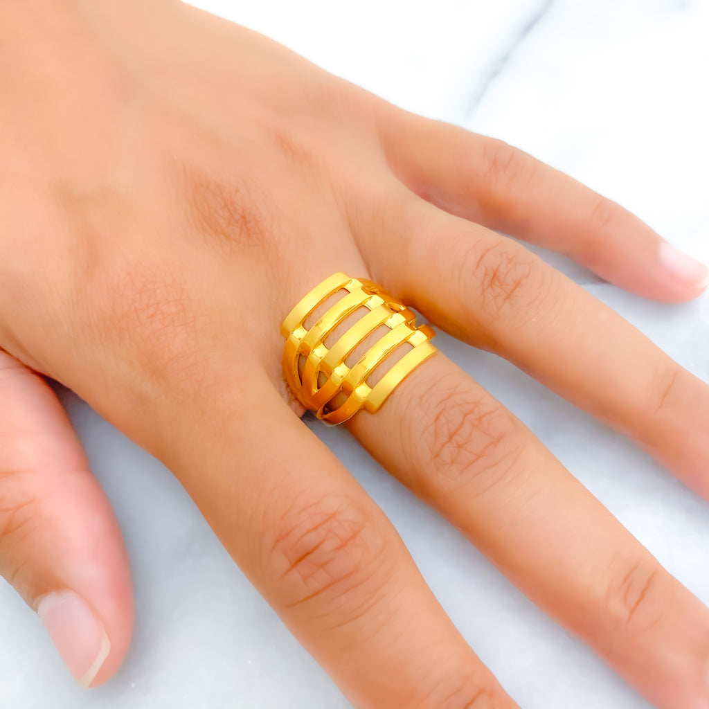 Block Ring Gold Decadent Draped 22k Gold Block Ring – Andaaz Jewelers