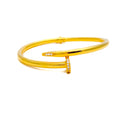 Glistening 21K Gold Nail CZ Bangle Bracelet