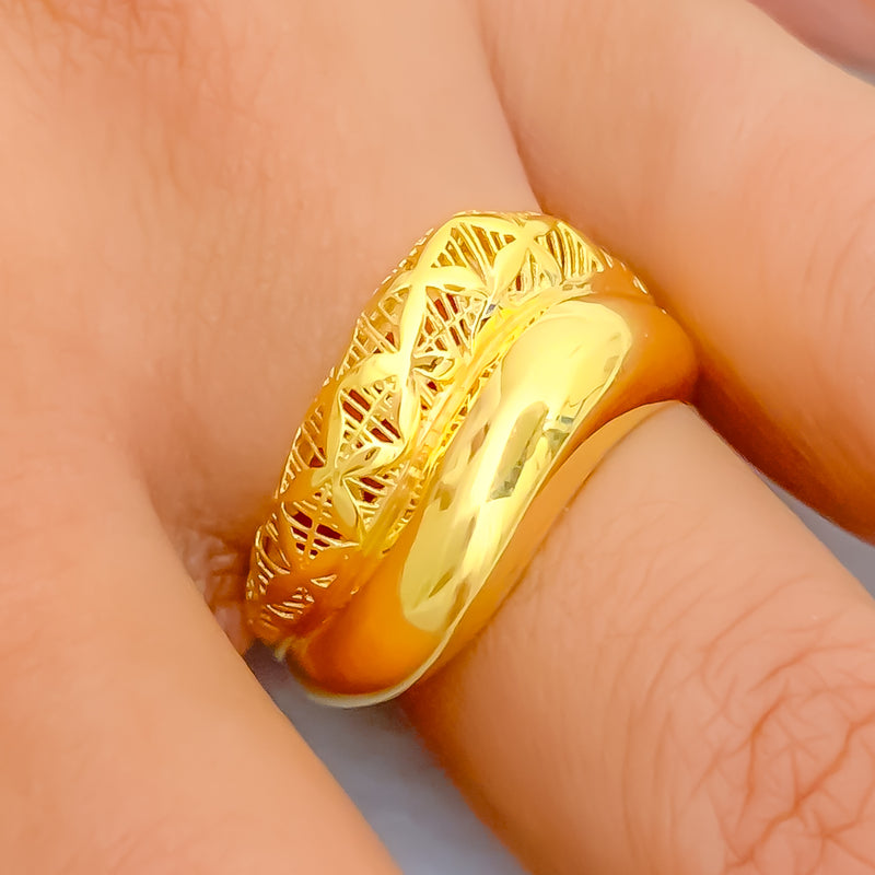 Distinct Glowing 22k Gold Asymmetrical Ring