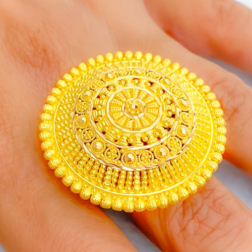 Royal Lustrous 22k Gold Beaded Statement Ring