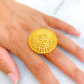 Graceful Contemporary Domed 22k Gold Statement Ring