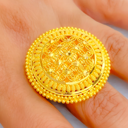 Stylish Grandiose 22k Gold Statement Floral Ring