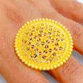 High Finish Flower Adorned 22k Gold Statement Ring