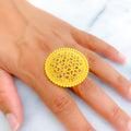 High Finish Flower Adorned 22k Gold Statement Ring