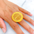 Ornamental Striped 22k Gold Statement Ring