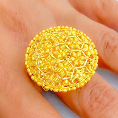 Timeless Beautiful Flower 22k Gold Statement Ring