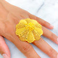 Mesmerizing Alternating Floral 22k Gold Statement Ring