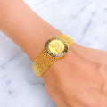 Luscious Luxurious 21K Gold Cameo Flexi Bangle Bracelet