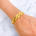 Classic Alternating Curve 21K Gold Flexi Bangle Bracelet