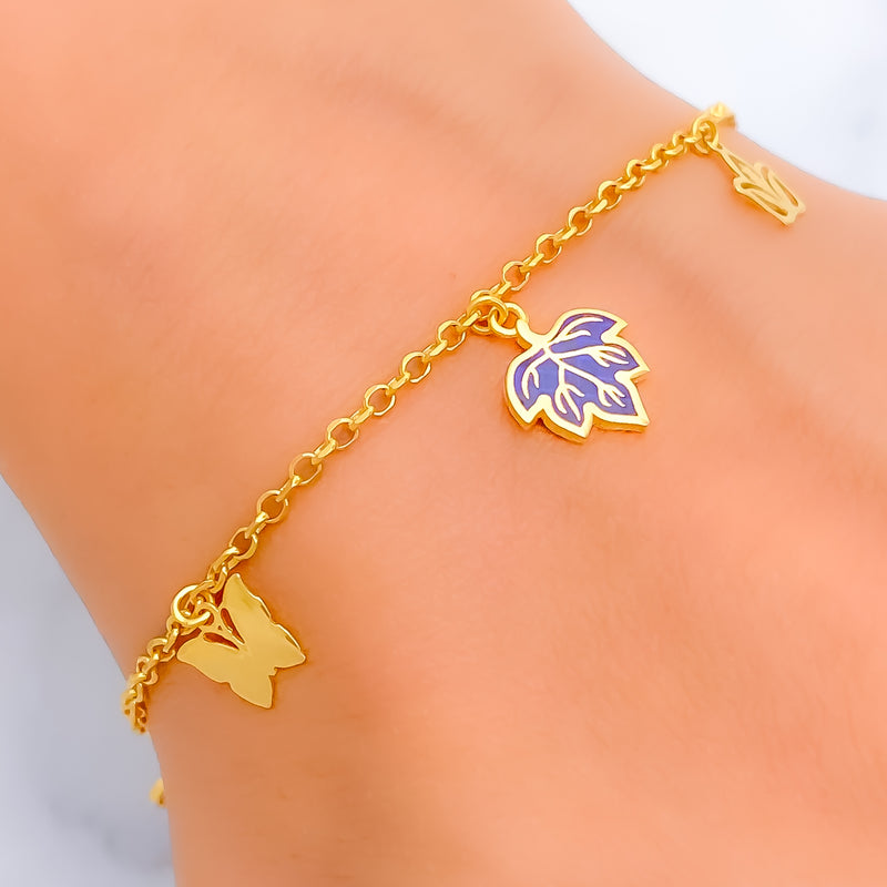 Floral Charm 21k Fancy Bracelet