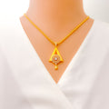 Lovely Triangle 22k Gold CZ Pendant