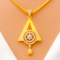 Lovely Triangle 22k Gold CZ Pendant