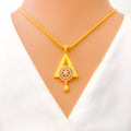 Lovely Triangle 22k Gold CZ Pendant