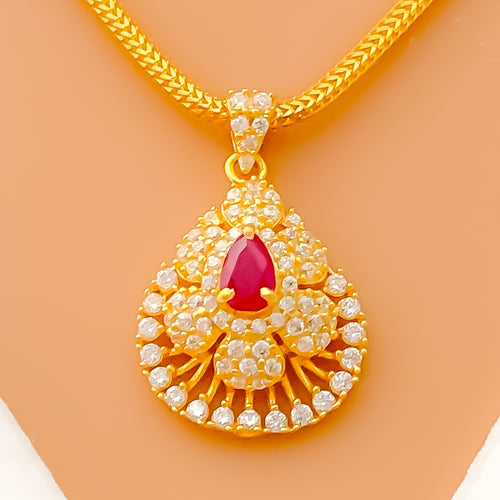 Shimmering Luminous 22k Gold CZ Pendant