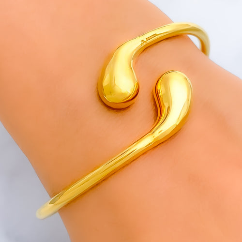 Glossy Glowing 21k Gold Open Bangle Bracelet