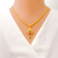 Vibrant Dazzling Drop 22k Gold CZ Pendant