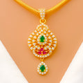 Vibrant Dazzling Drop 22k Gold CZ Pendant