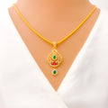 Vibrant Dazzling Drop 22k Gold CZ Pendant