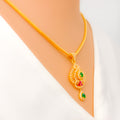 Vibrant Dazzling Drop 22k Gold CZ Pendant