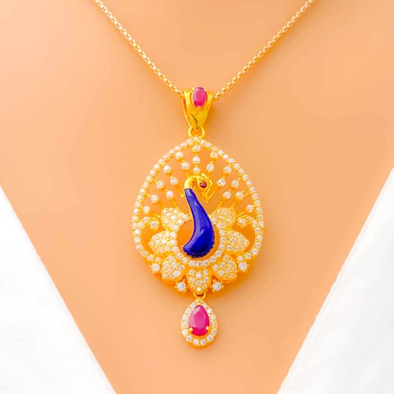 iconic-distinct-22k-gold-cz-pendant-set