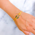 Subtle Elegant 21k Gold Enameled Bangle Bracelet