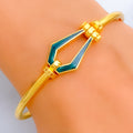 Subtle Elegant 21k Gold Enameled Bangle Bracelet