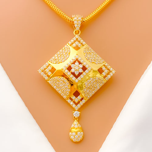 Glowing Geometric 22k Gold CZ Pendant