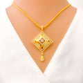 Glowing Geometric 22k Gold CZ Pendant