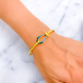 Subtle Elegant 21k Gold Enameled Bangle Bracelet