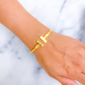 Glam Eclectic 21k Gold CZ Open Bangle Bracelet